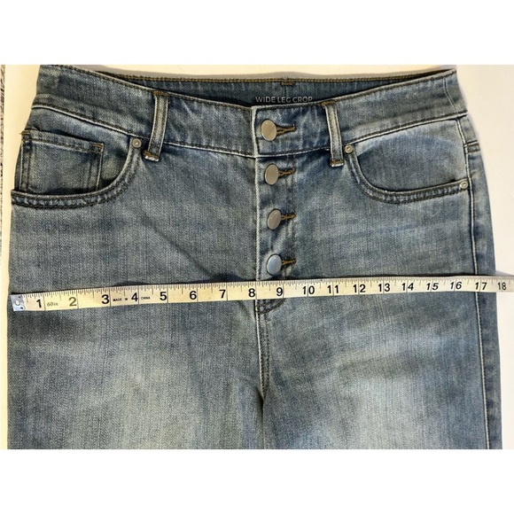 Chico's Women’s Size 0 US 4 Wide Leg Crop Exposed Button Fly Raw Hem Denim Jeans - Picture 7 of 11